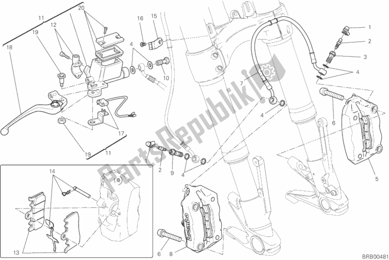 Todas las partes para Sistema De Freno Delantero de Ducati Monster 821 Stripes 2016